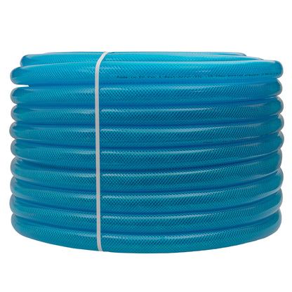 19mm Braided PVC Fuel Tech Hose, Transparent Blue