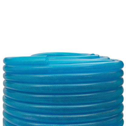 25mm Braided PVC Fuel Tech Hose, Transparent Blue