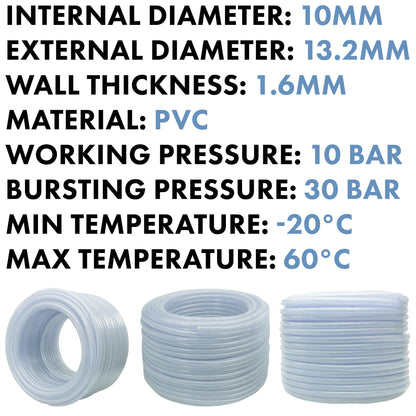 10mm Braided PVC Tech Hose, 1.6mm Wall Thickness