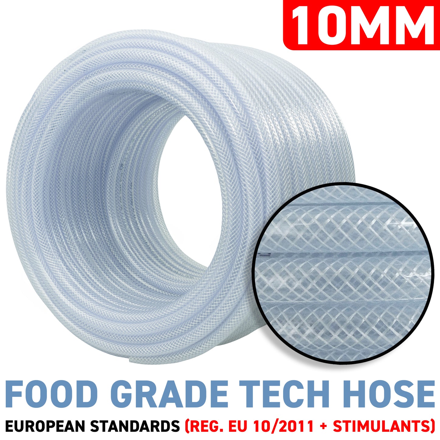 10mm Braided PVC Tech Hose, 1.6mm Wall Thickness