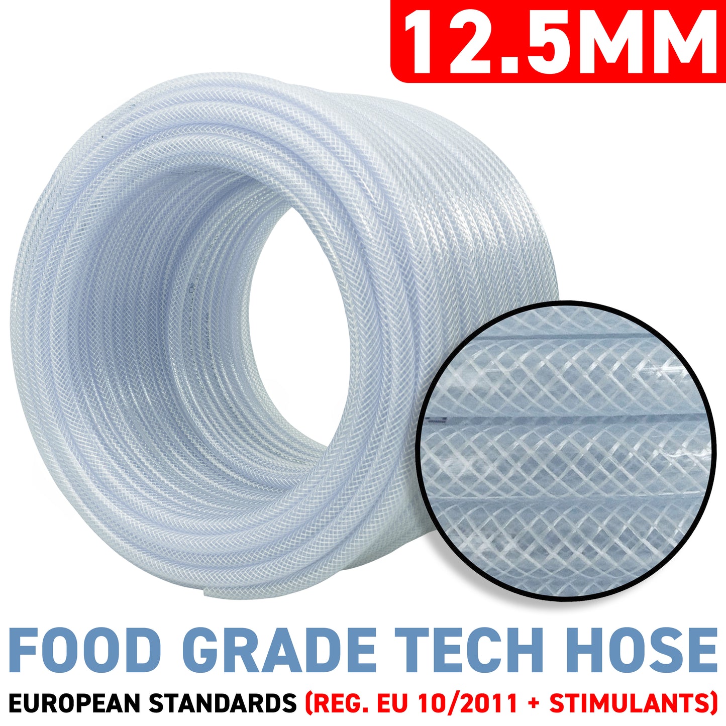 12.5mm Braided PVC Tech Hose, 1.7mm Wall Thickness