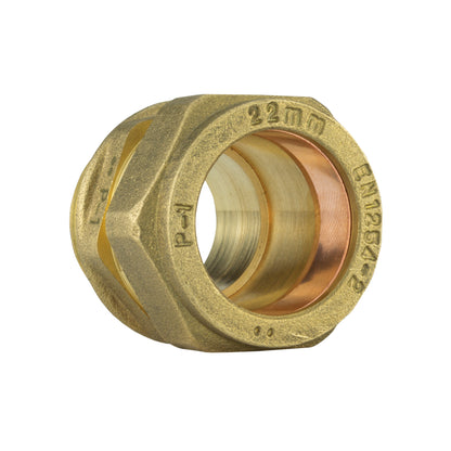 Brass Compression Adapter for 22mm Copper Piping, 3/4"
