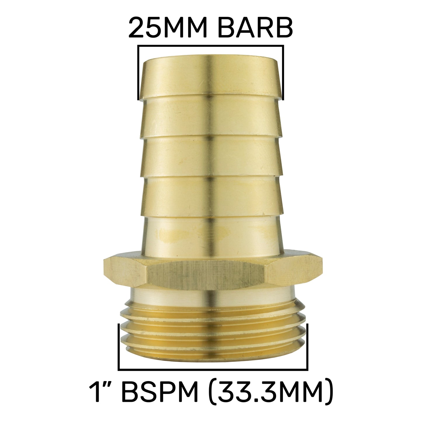 Brass 25mm Barbed Joiner with 1" BSP Male Thread