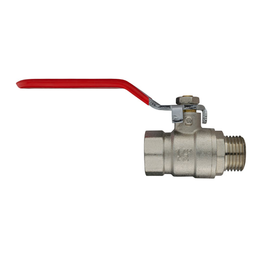 Male to Female Nickel Plated Brass Lever Valve, 1/2"