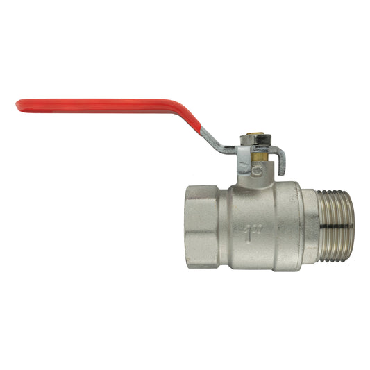 Male to Female Nickel Plated Brass Lever Valve, 1"