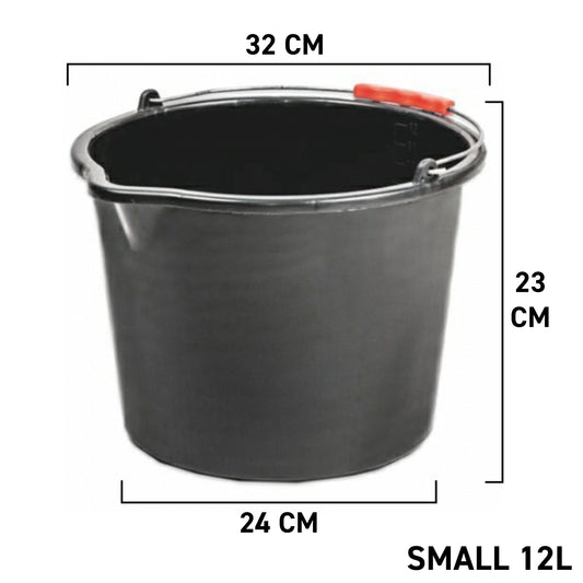 Black Multipurpose Bucket with Handle, 12 Litres