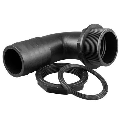 Water Butt 90° Overflow Elbow with Nut & Washer, 2"