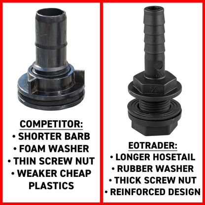 Water Butt Overflow Adapter with Nut & Washer, 1/2"