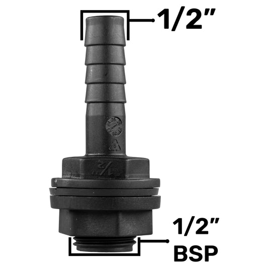 Water Butt Overflow Adapter with Nut & Washer, 1/2"