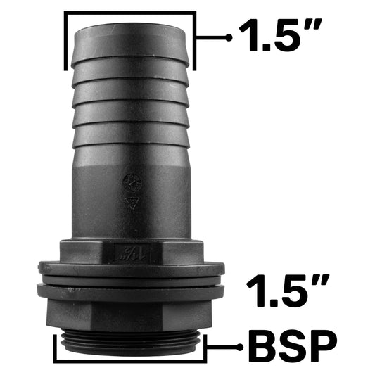 Water Butt Overflow Adapter with Nut & Washer, 1.5"