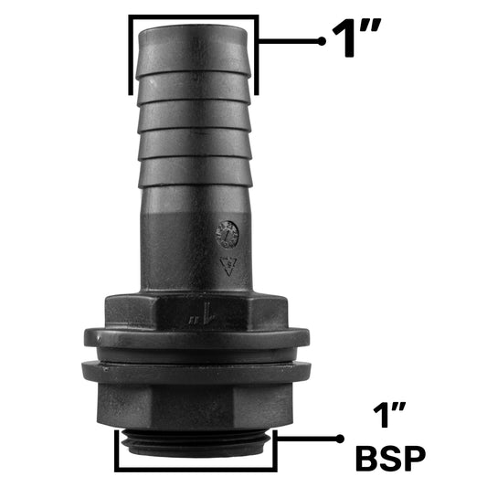 Water Butt Overflow Adapter with Nut & Washer, 1"