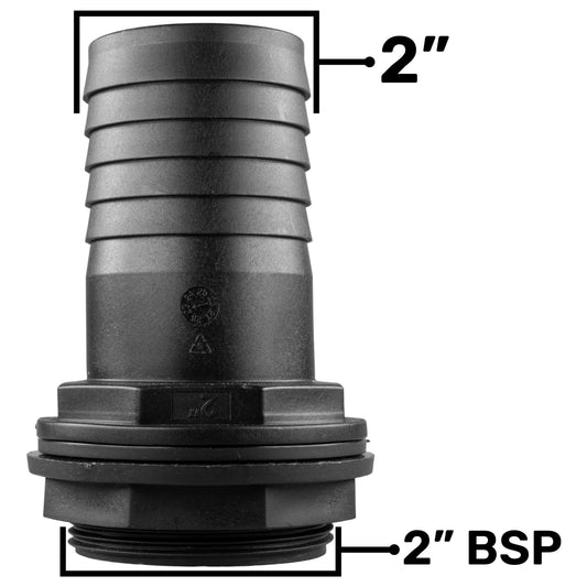 Water Butt Overflow Adapter with Nut & Washer, 2"