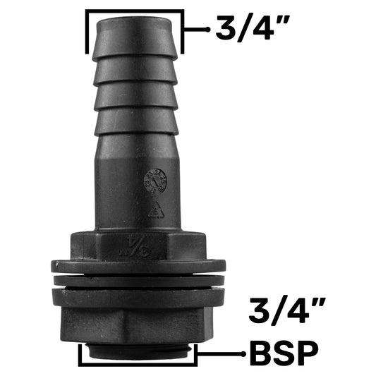 Water Butt Overflow Adapter with Nut & Washer, 3/4"