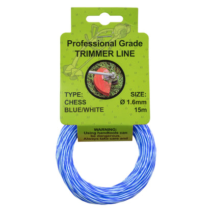15m Dual Core Twisted Blue Chess Trimmer Line, 1.6mm