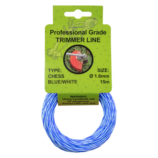 15m Dual Core Twisted Blue Chess Trimmer Line, 1.6mm