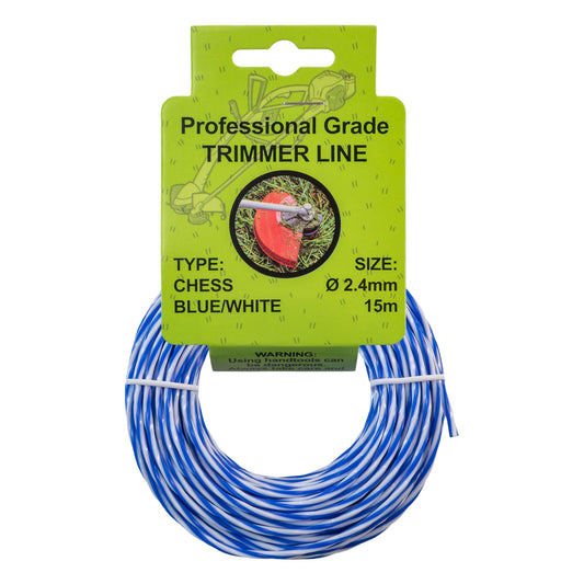 15m Dual Core Twisted Blue Chess Trimmer Line, 2.4mm