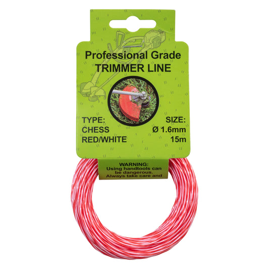 15m Dual Core Twisted Red Chess Trimmer Line, 1.6mm