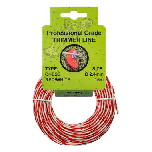 15m Dual Core Twisted Red Chess Trimmer Line, 2.4mm