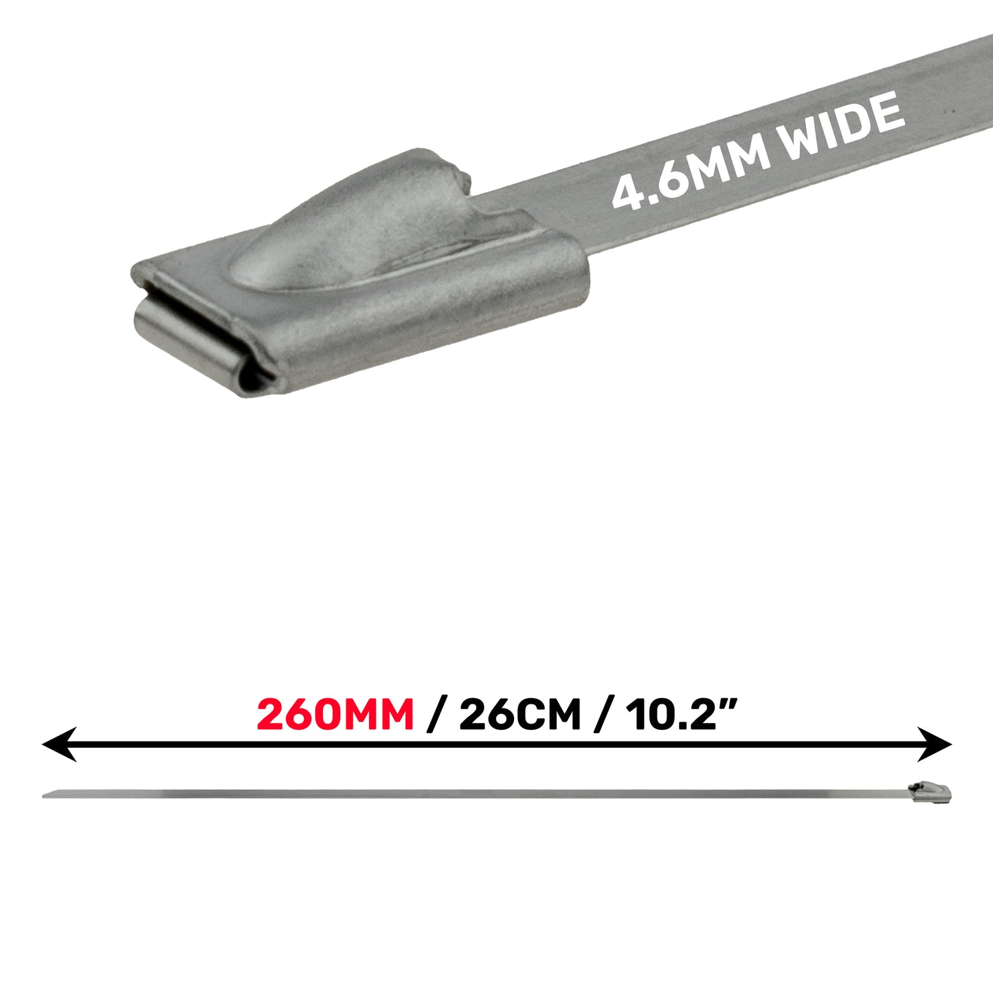 Stainless Steel Cable Ties, 4.6mm x 260mm