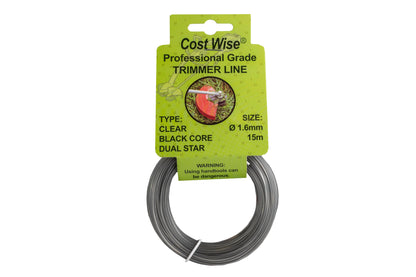 15m Dual Core Twisted Black Star Trimmer Line, 1.6mm