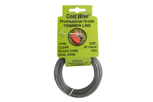 15m Dual Core Twisted Black Star Trimmer Line, 1.6mm