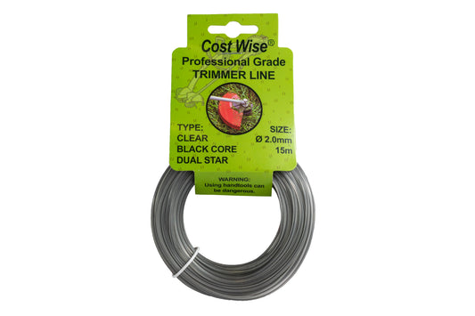 15m Dual Core Twisted Black Star Trimmer Line, 2mm
