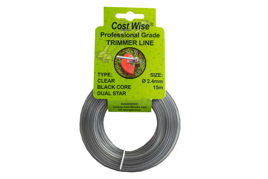 15m Dual Core Twisted Black Star Trimmer Line, 2.4mm