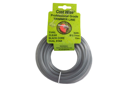 15m Dual Core Twisted Black Star Trimmer Line, 2.7mm