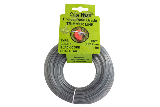 15m Dual Core Twisted Black Star Trimmer Line, 2.7mm