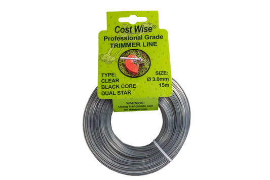 15m Dual Core Twisted Black Star Trimmer Line, 3mm