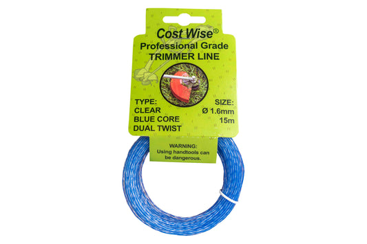 15m Dual Core Twisted Blue Trimmer Line, 1.6mm
