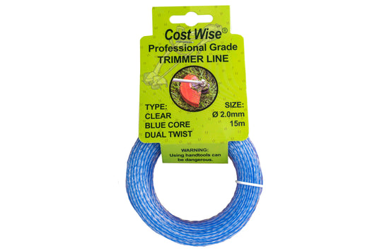 15m Dual Core Twisted Blue Trimmer Line, 2mm