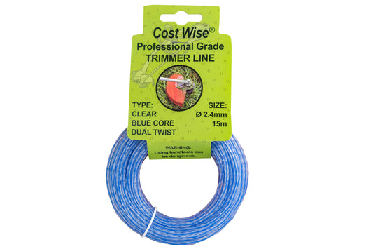 15m Dual Core Twisted Blue Trimmer Line, 2.4mm