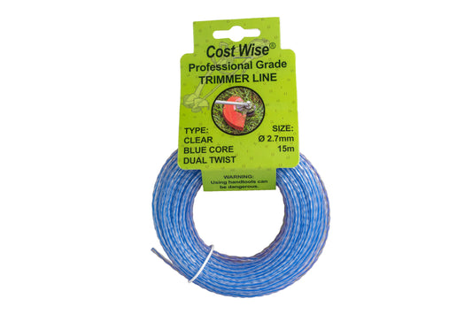 15m Dual Core Twisted Blue Trimmer Line, 2.7mm