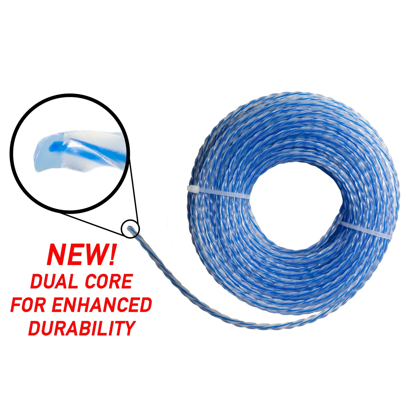 15m Dual Core Twisted Blue Trimmer Line, 2.7mm