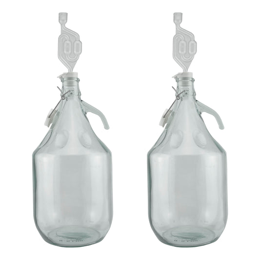 5L Glass Demijohns with Swing-top Caps, Airlocks & Bungs, Box of 2