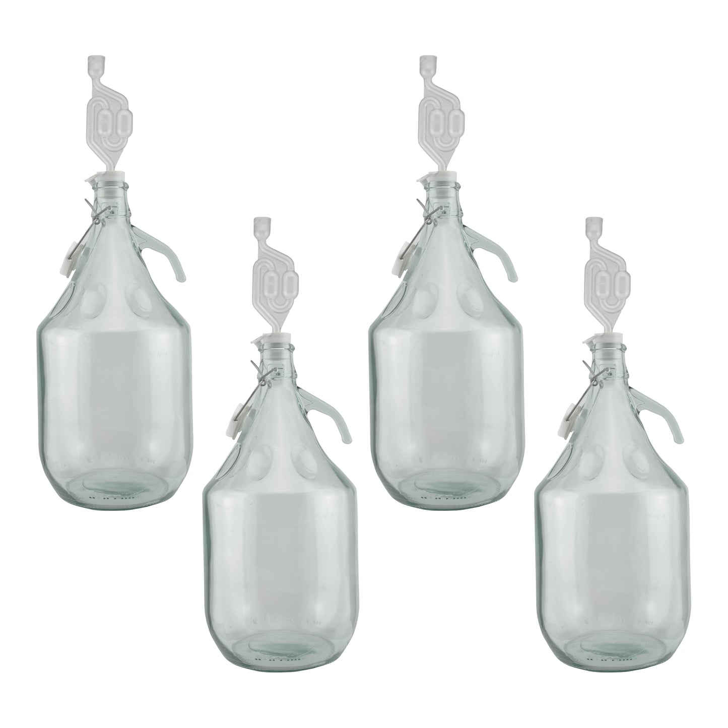 5L Glass Demijohns with Swing-top Caps, Airlocks & Bungs, Box of 4
