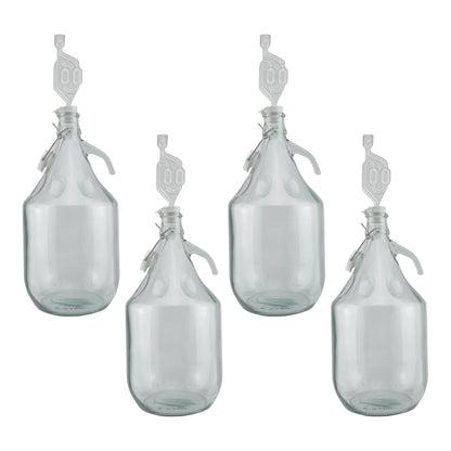 5L Glass Demijohns with Swing-top Caps, Airlocks & Bungs, Box of 4