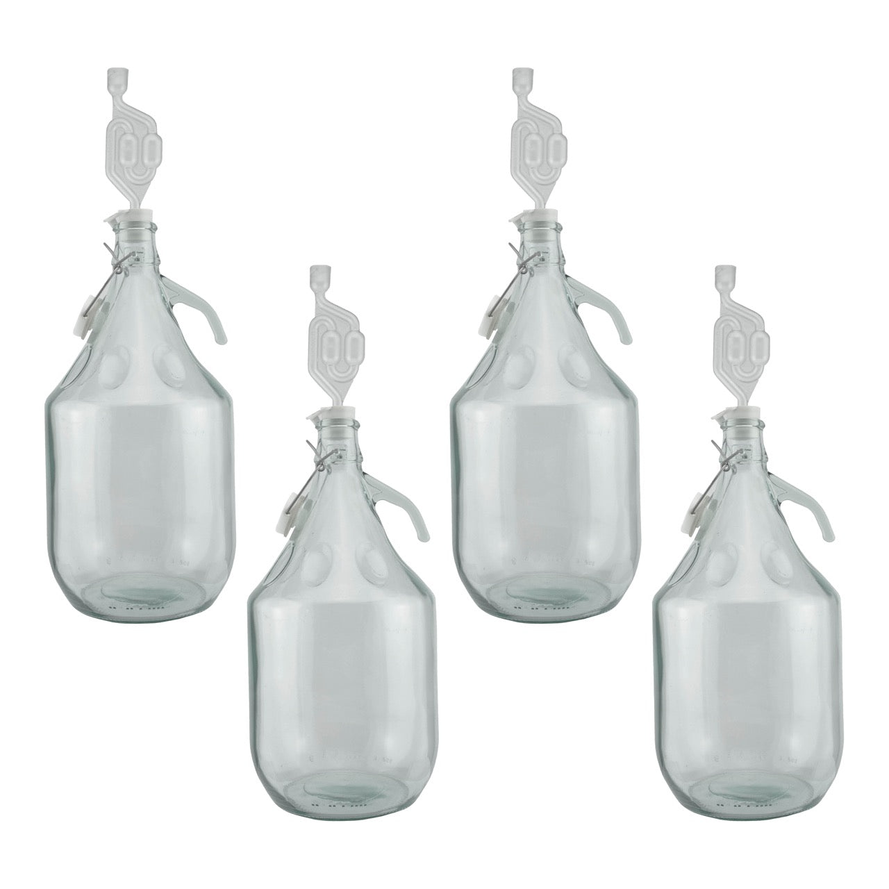 5L Glass Demijohns with Swing-top Caps, Airlocks & Bungs, Box of 4