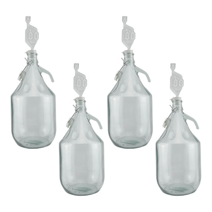 5L Glass Demijohns with Swing-top Caps, Airlocks & Bungs, Box of 4