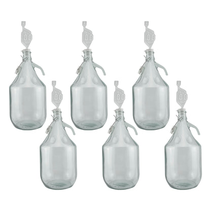 5L Glass Demijohns with Swing-top Caps, Airlocks & Bungs, Box of 6