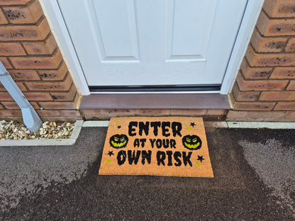 Coir Doormat, 60cm x 40cm - 'Enter At Your Own Risk'