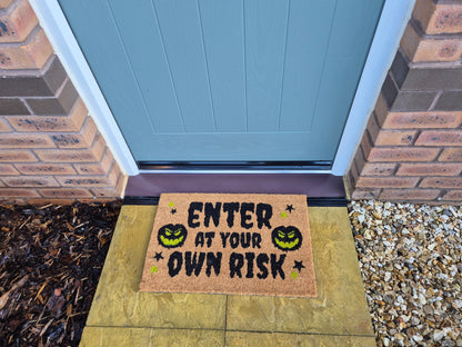 Coir Doormat, 60cm x 40cm - 'Enter At Your Own Risk'
