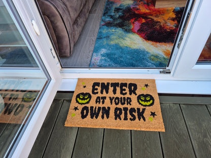 Coir Doormat, 60cm x 40cm - 'Enter At Your Own Risk'