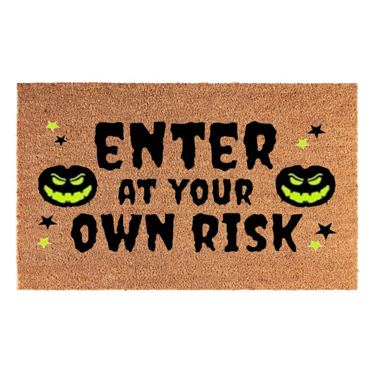 Coir Doormat, 60cm x 40cm - 'Enter At Your Own Risk'