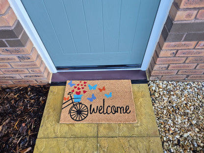 Coir Doormat, 60cm x 40cm - 'Welcome' (Bike)