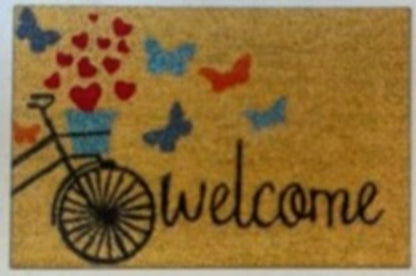 Coir Doormat, 60cm x 40cm - 'Welcome' (Bike)
