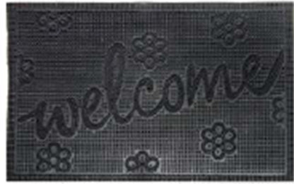 Rubber Doormat, 60cm x 40cm - 'Welcome' (Small Flowers)
