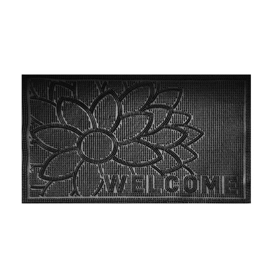 Rubber Doormat, 60cm x 40cm - 'Welcome' (Flower)