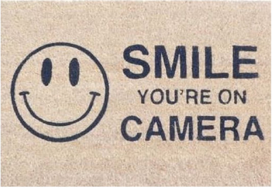 Coir Doormat, 60cm x 40cm - 'Smile You're On Camera'